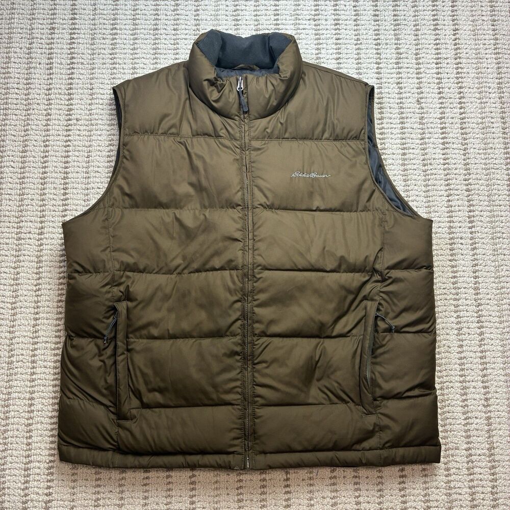 Eddie Bauer Vest Mens XL Brown EB650 Down Puffer Quilted Lightweight Outdoor